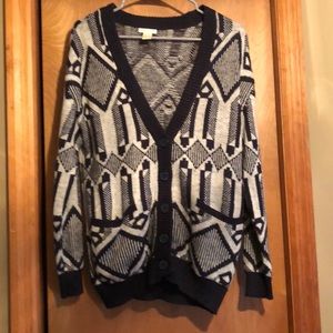 Oversized button up navy and Gray cardigan